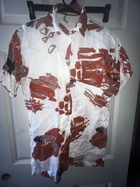 Escada VINTAGE 100% Linen Short-Sleeve Button-Up Shirt Mens Size 34